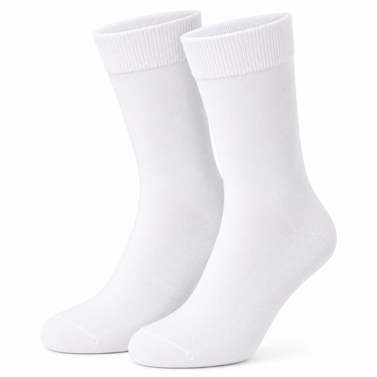 Stretch Fit Calf Length White Socks