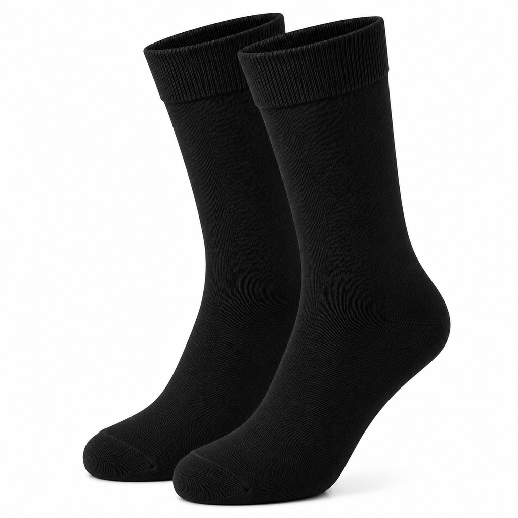 Stretch Fit Calf Length Black Socks