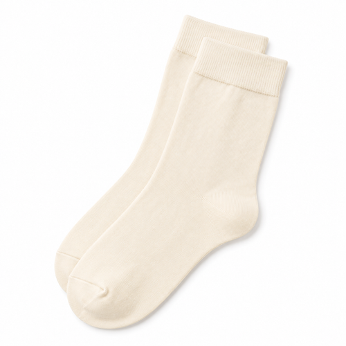Stretch Fit Ankle Length Plain Cream Socks