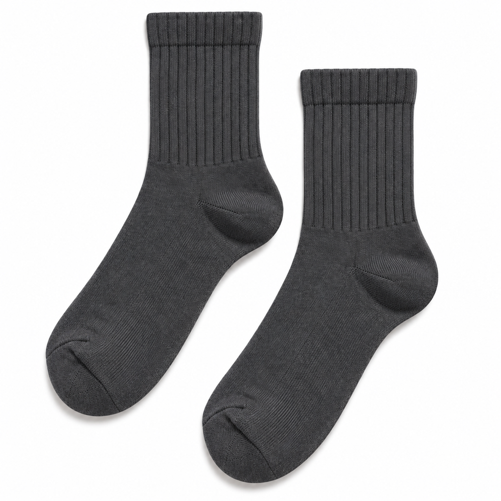 Terry Cotton Ankle Length Light Black Socks