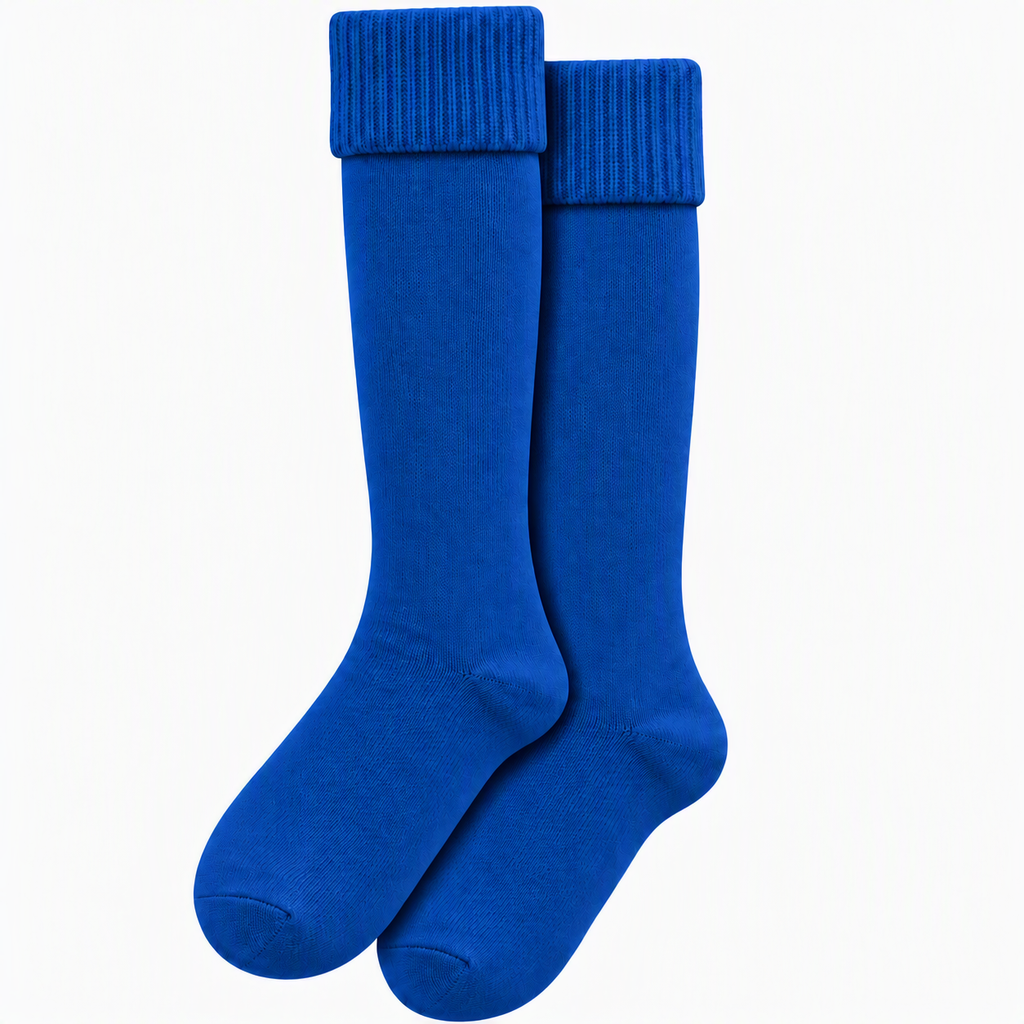 Terry Cotton Knee Length Blue Long Socks