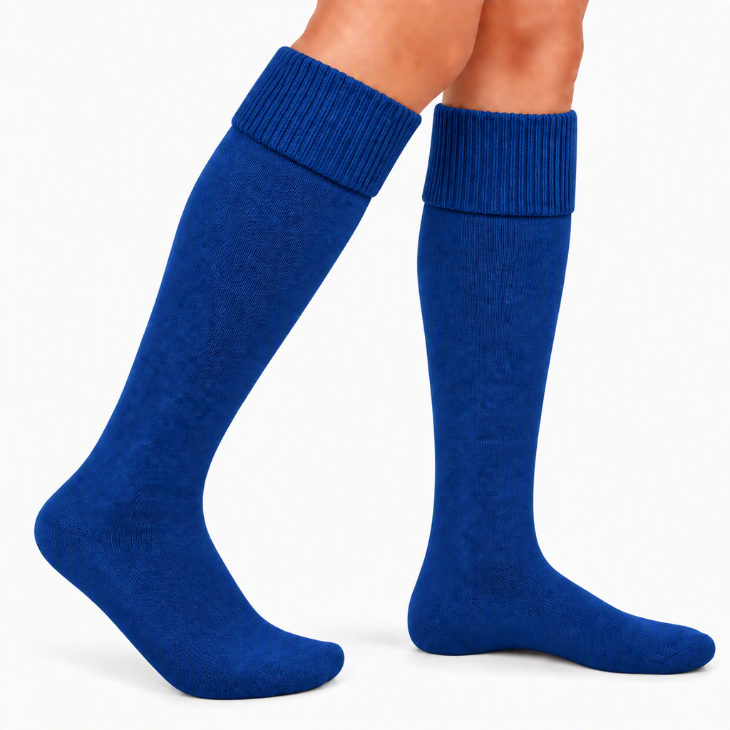Terry Cotton Knee Length Blue Long Socks