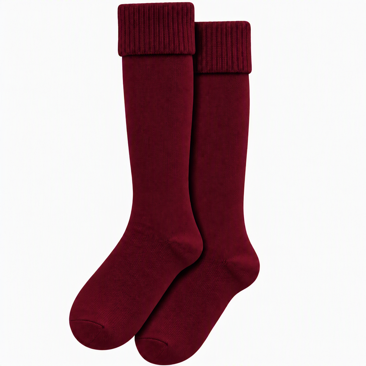 Terry Cotton Knee Length Wine Red Long Socks