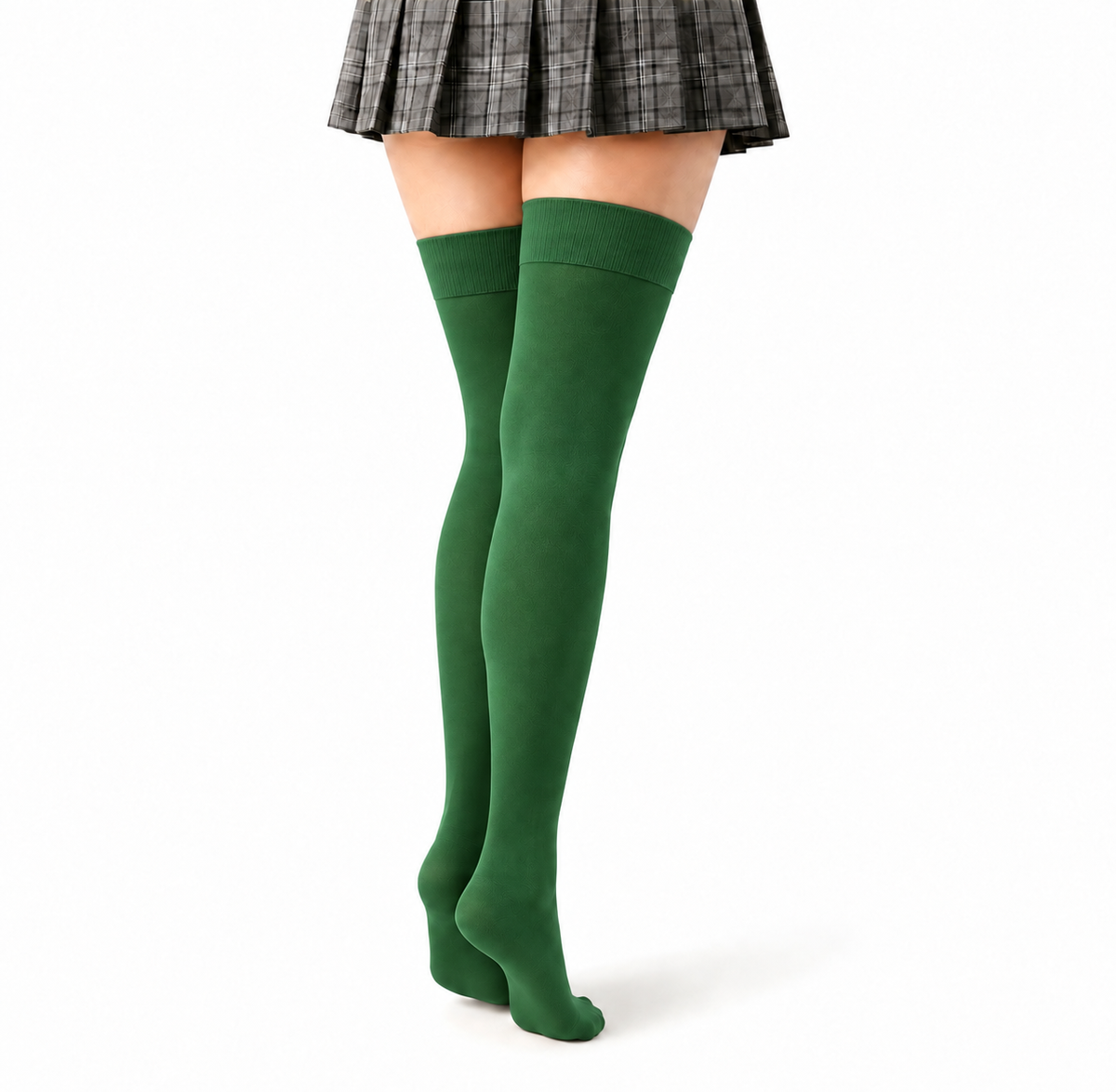 Stretch Fit Thigh High Length Green Stockings
