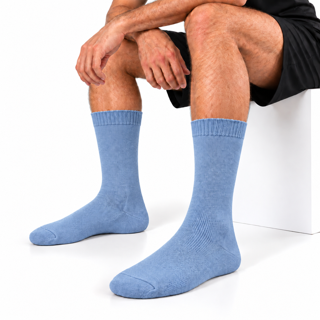 Stretch Fit Calf Length Faded Blue Socks