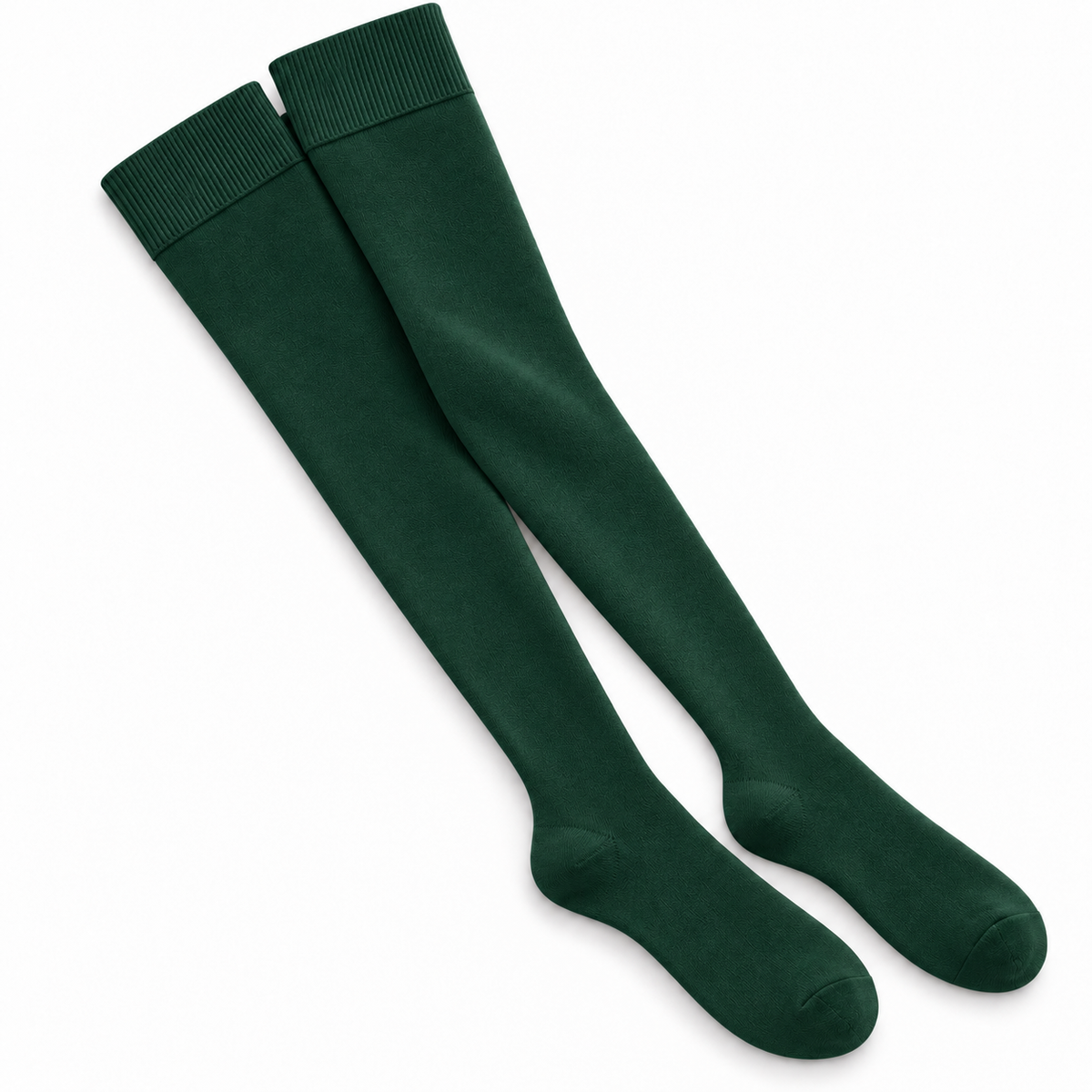 Stretch Fit Thigh High Length Dark Green Stockings