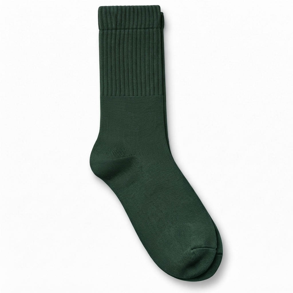 Terry Cotton Calf Length Dark Green Socks