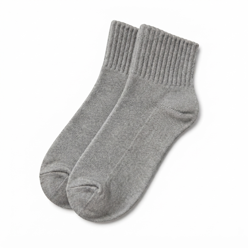 Terry Cotton Ankle Length Grey Socks