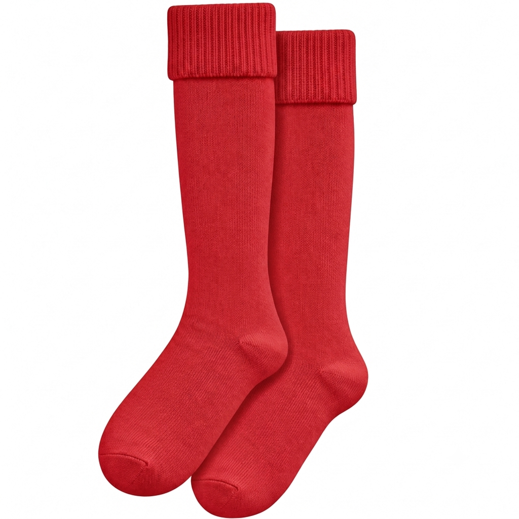 Terry Cotton Knee Length Red Long Socks