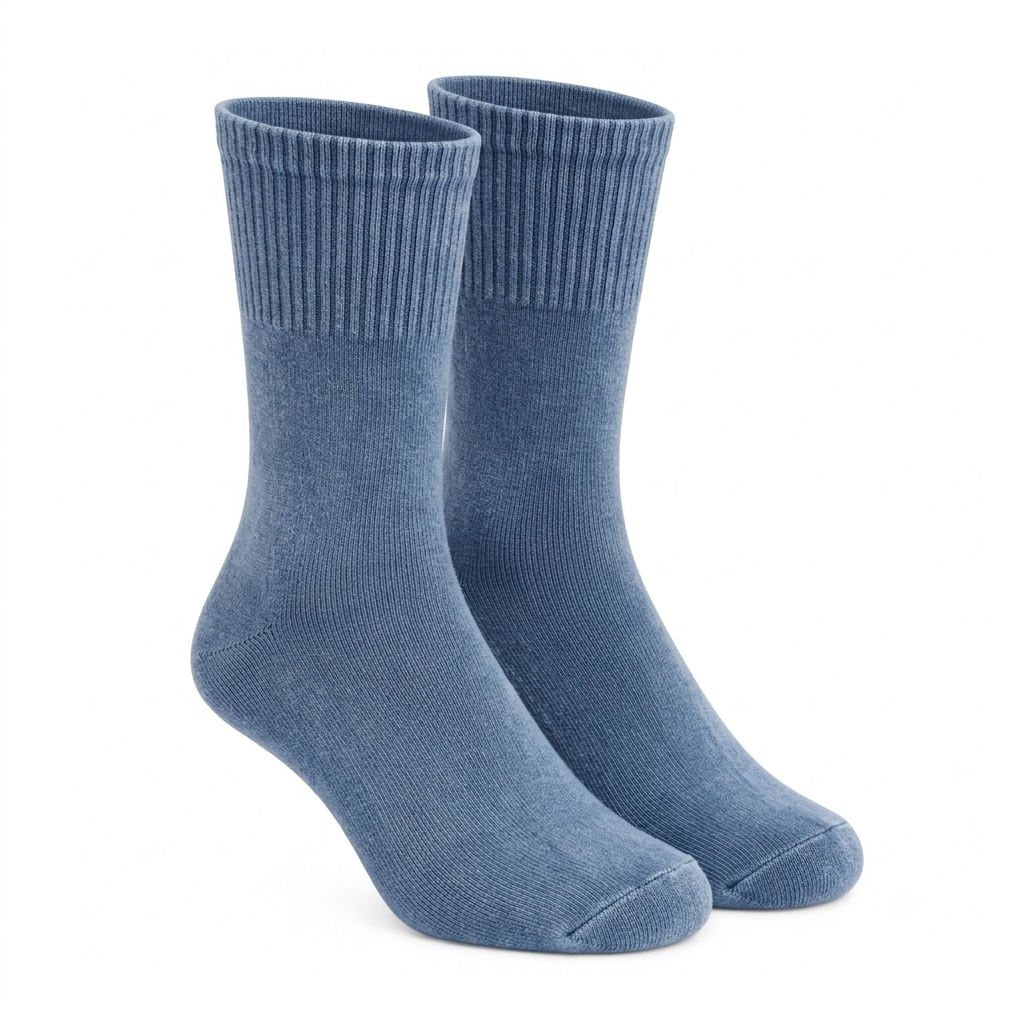 Terry Cotton Calf Length Faded Blue Socks