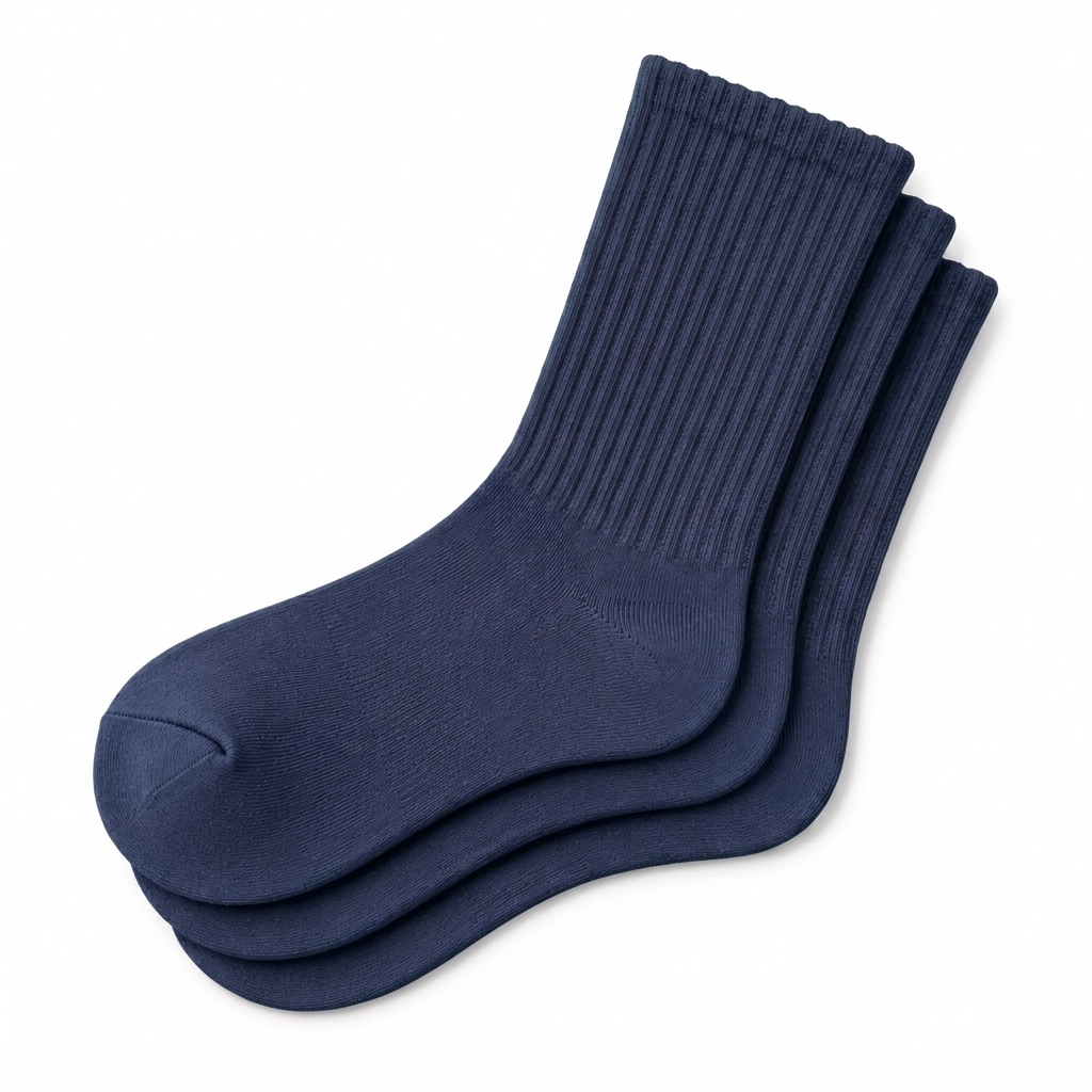 Navy Blue Calf Length Pure Cotton Socks 4 Pairs