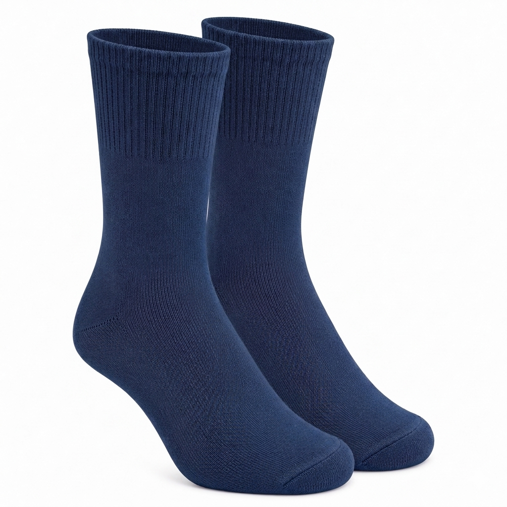 Navy Blue Calf Length Pure Cotton Socks 4 Pairs
