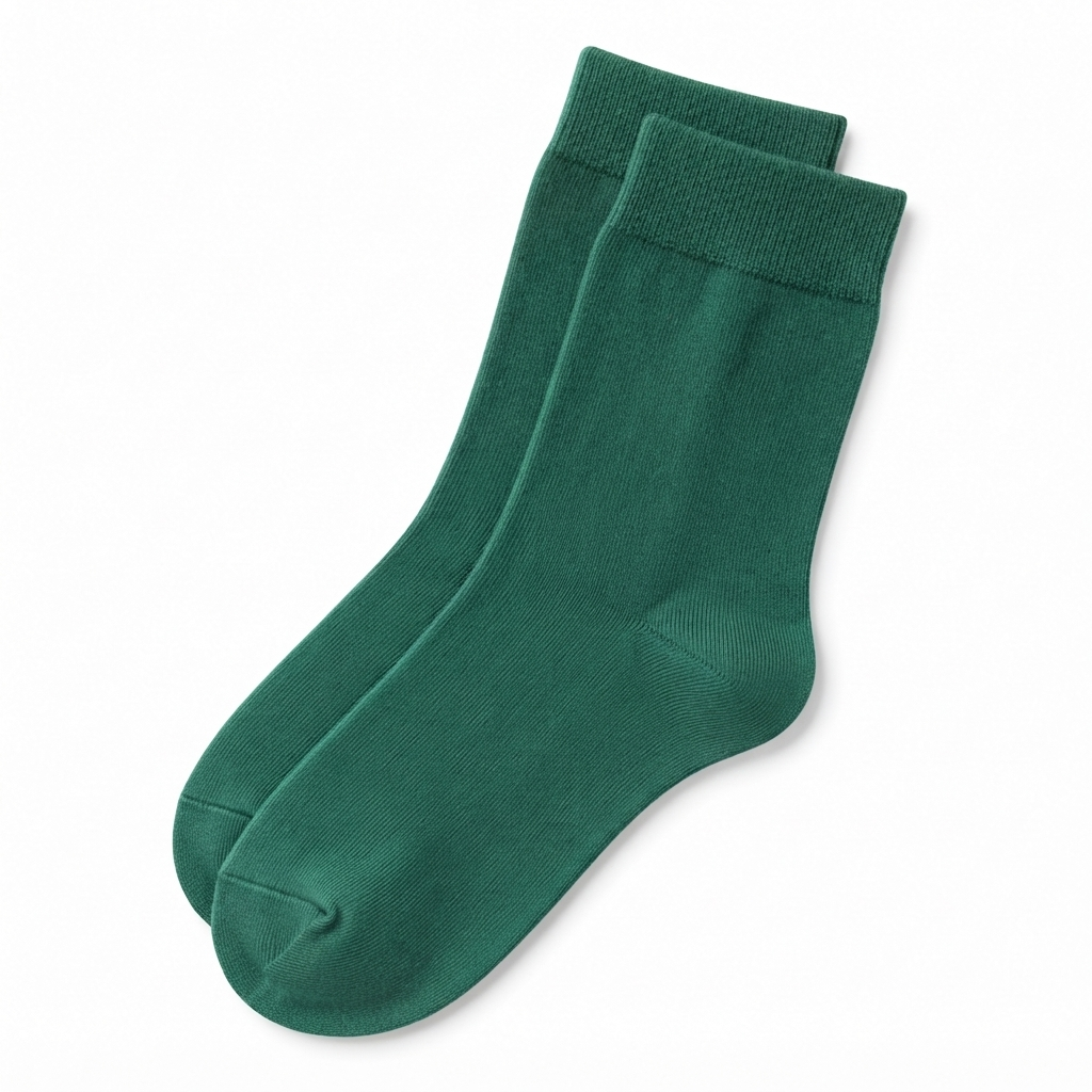 Stretch Fit Ankle Length Plain Green Socks