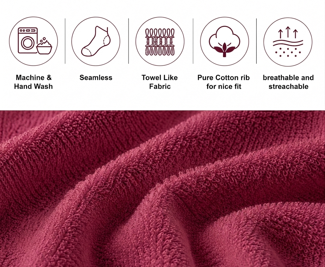 Wine Red Blue Calf Length Pure Cotton Socks 4 Pairs