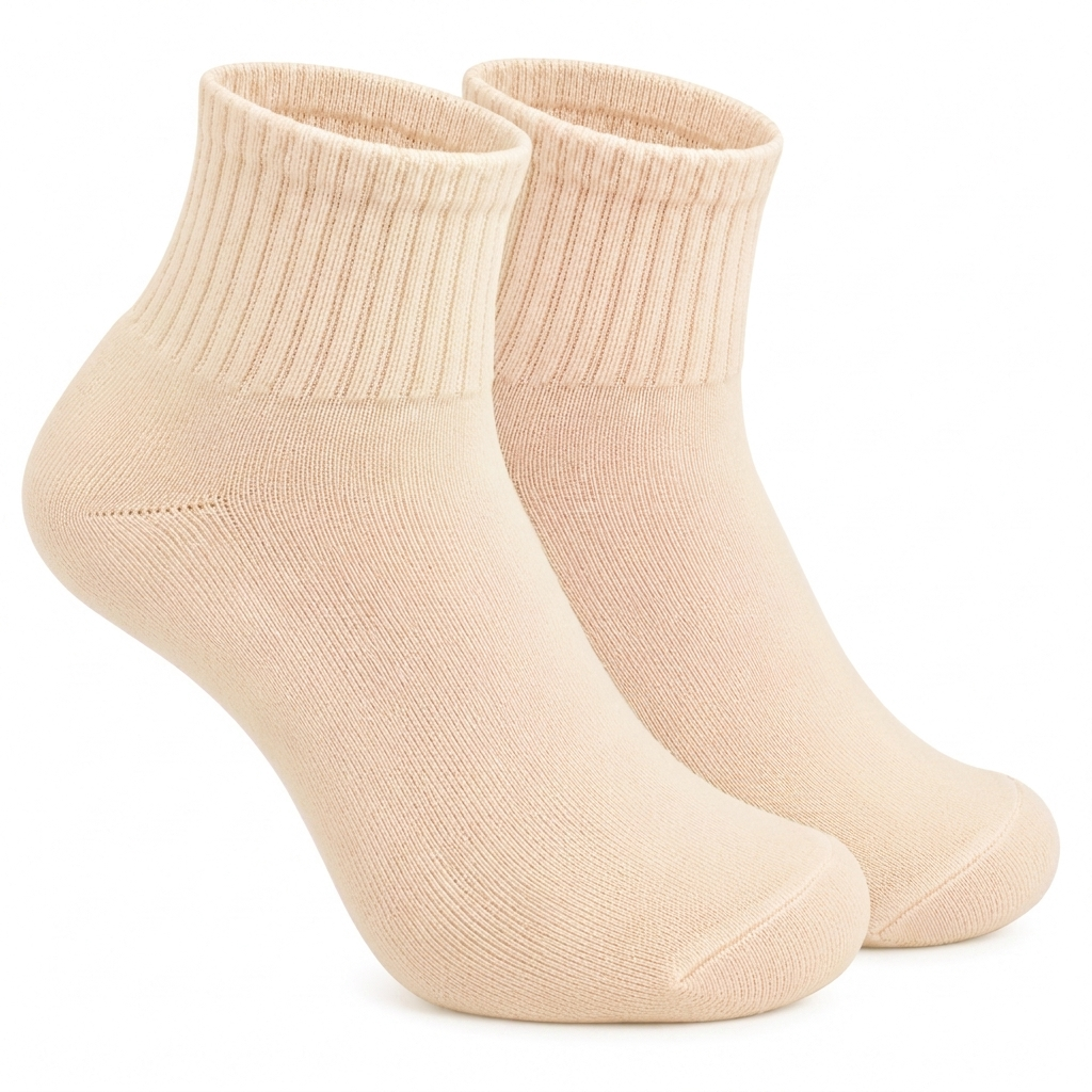 Cream Ankle Length Pure Cotton Socks 4 Pairs