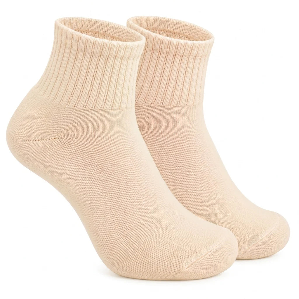 Terry Cotton Ankle Length Cream Socks