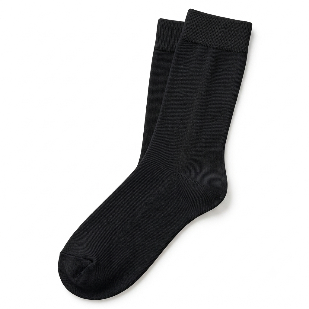 Stretch Fit Calf Length Black Socks