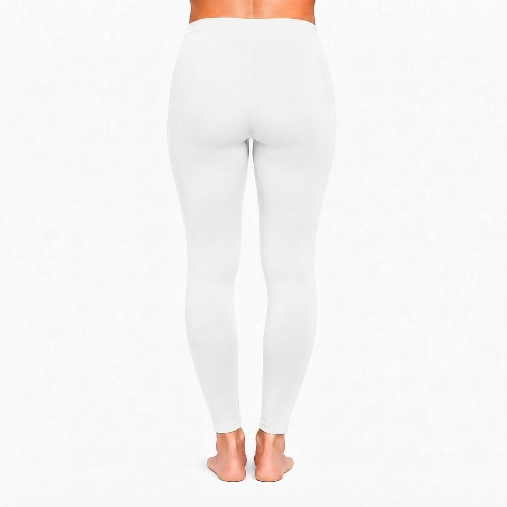 White Ankle Cotton Leggings With Drawstring