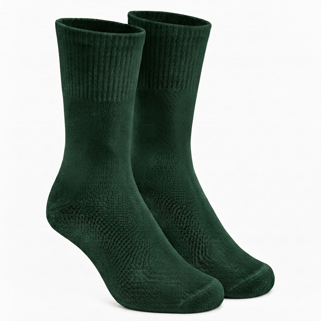 Dark Green Calf Cotton Socks Non Terry 4 Pairs