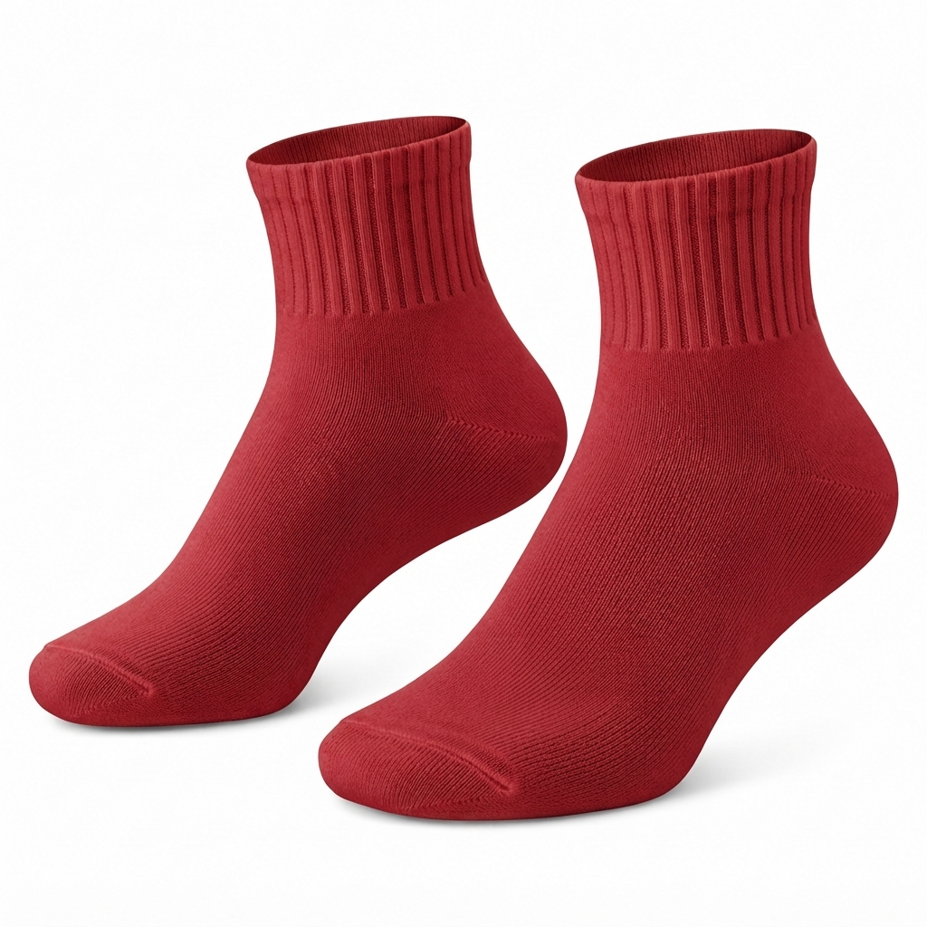 Terry Cotton Ankle Length Red Socks