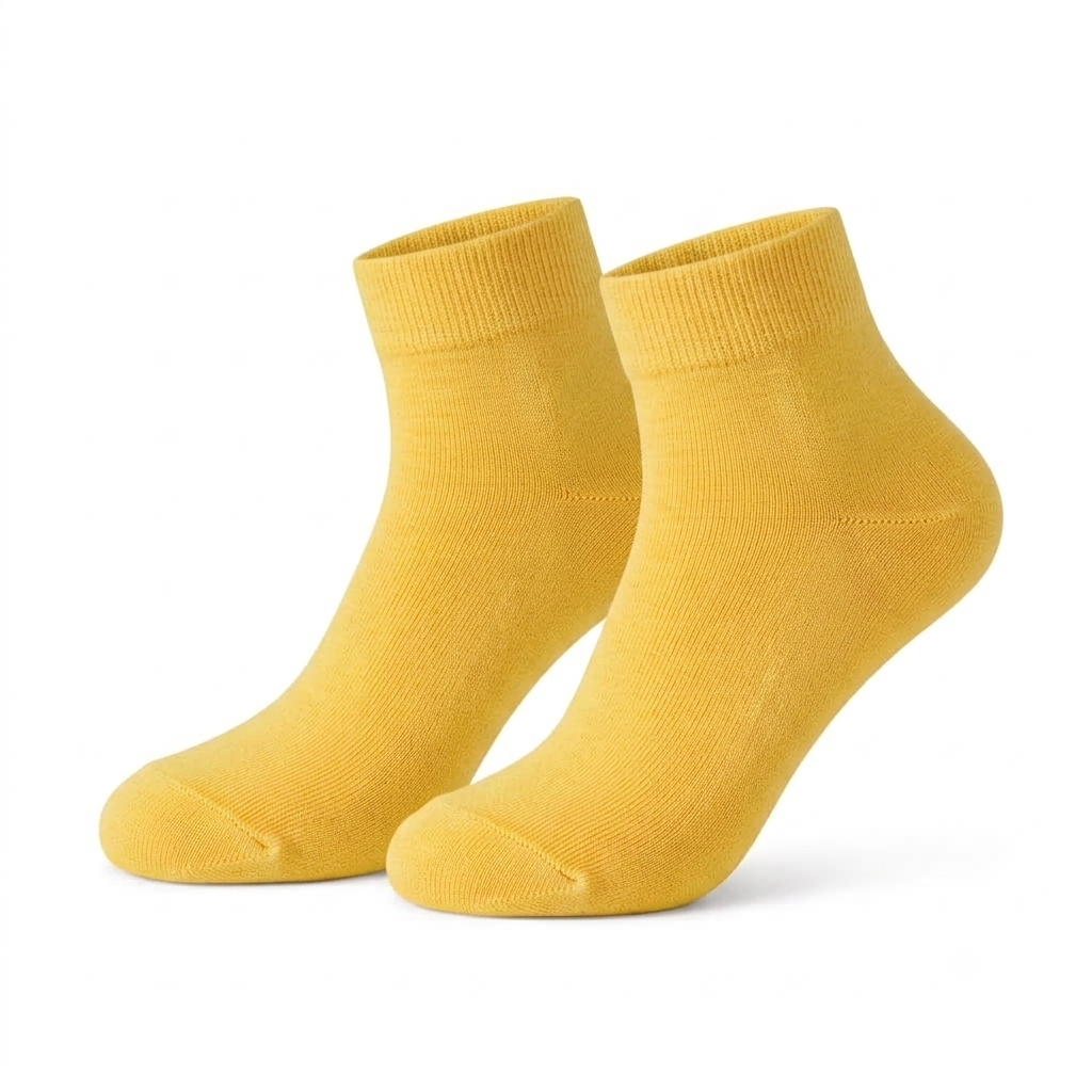 Stretch Fit Ankle Length Plain Yellow Socks