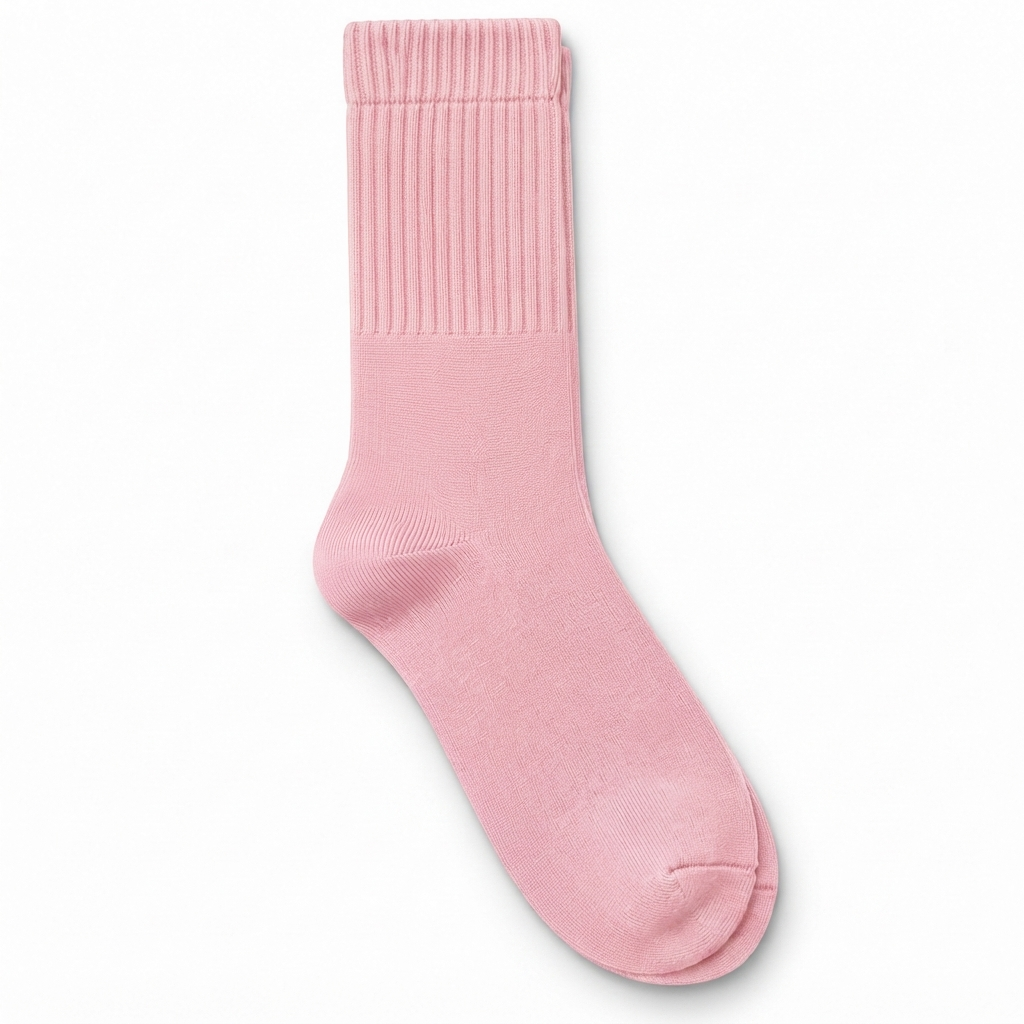 Terry Cotton Calf Length Pink Socks