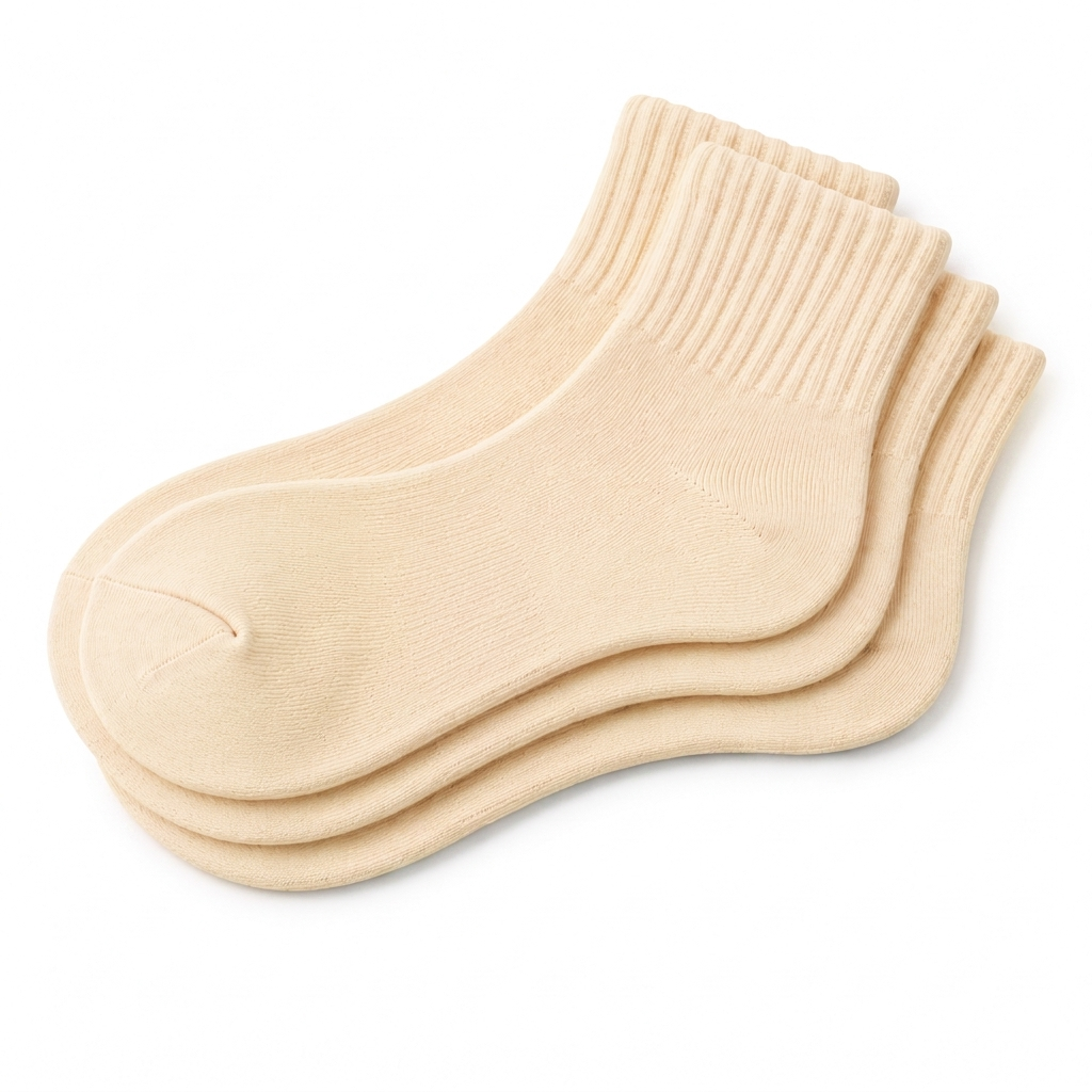 Cream Ankle Length Pure Cotton Socks 4 Pairs