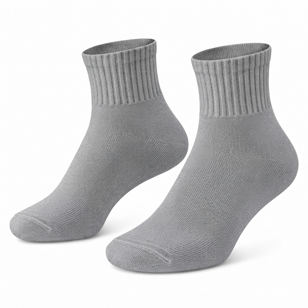 Terry Cotton Ankle Length Grey Socks