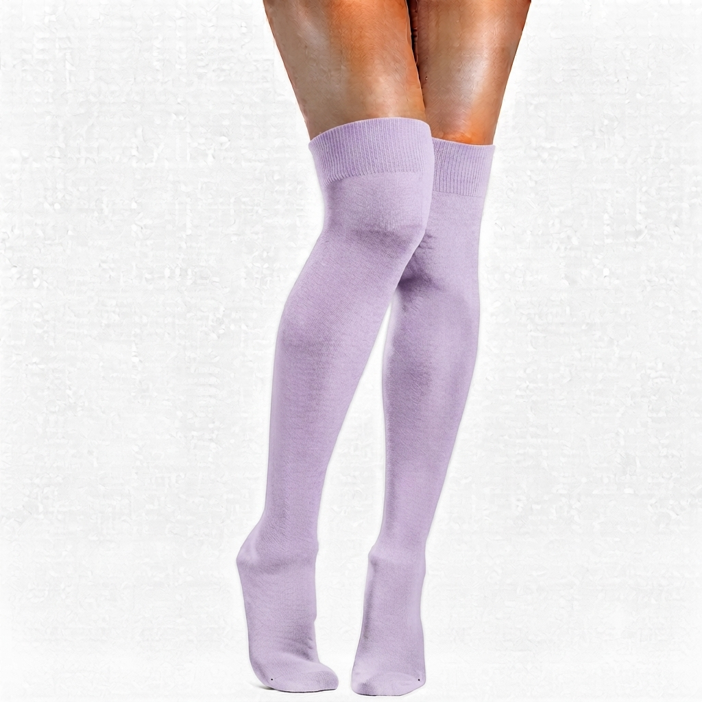 Light Purple Knee Length Cotton Socks Non Terry