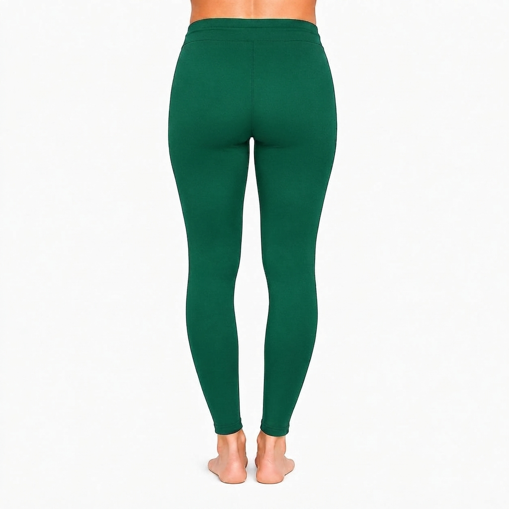 Green Ankle Cotton Leggings With Drawstring