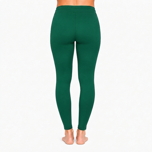 Green Ankle Cotton Leggings With Drawstring