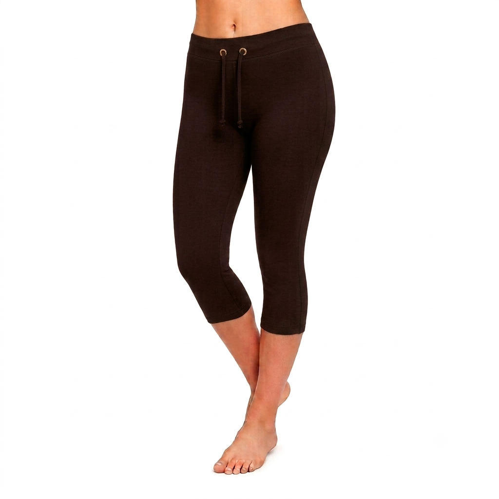 Brown Cotton Capri With Drawstring