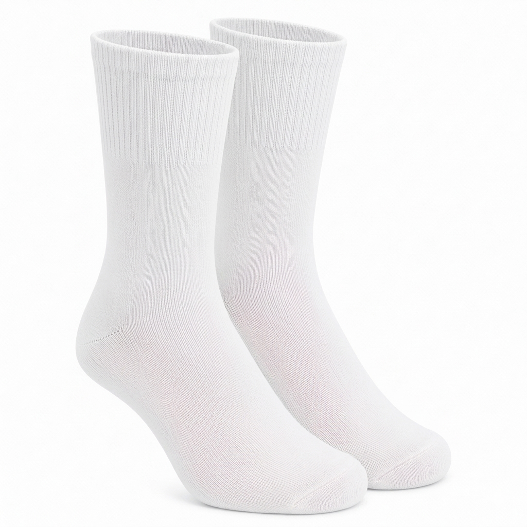 White Calf Length Pure Cotton Socks 4 Pairs