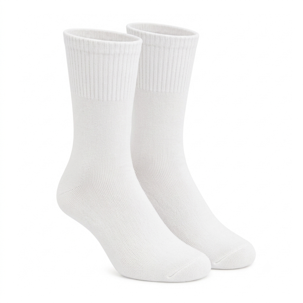 Terry Cotton Calf Length White Socks