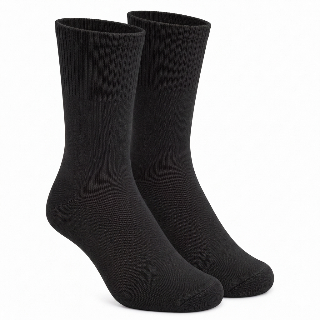 Black Calf Length Pure Cotton Socks 4 Pairs