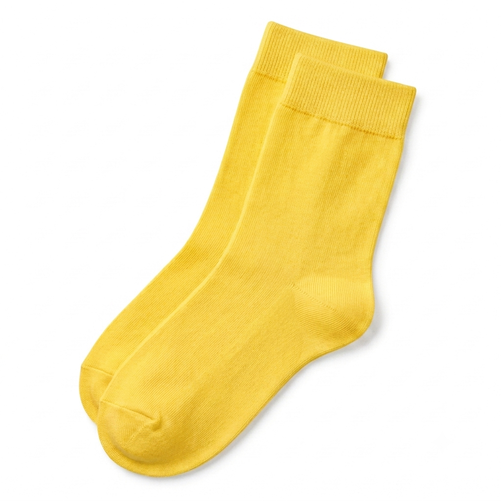 Stretch Fit Ankle Length Plain Yellow Socks