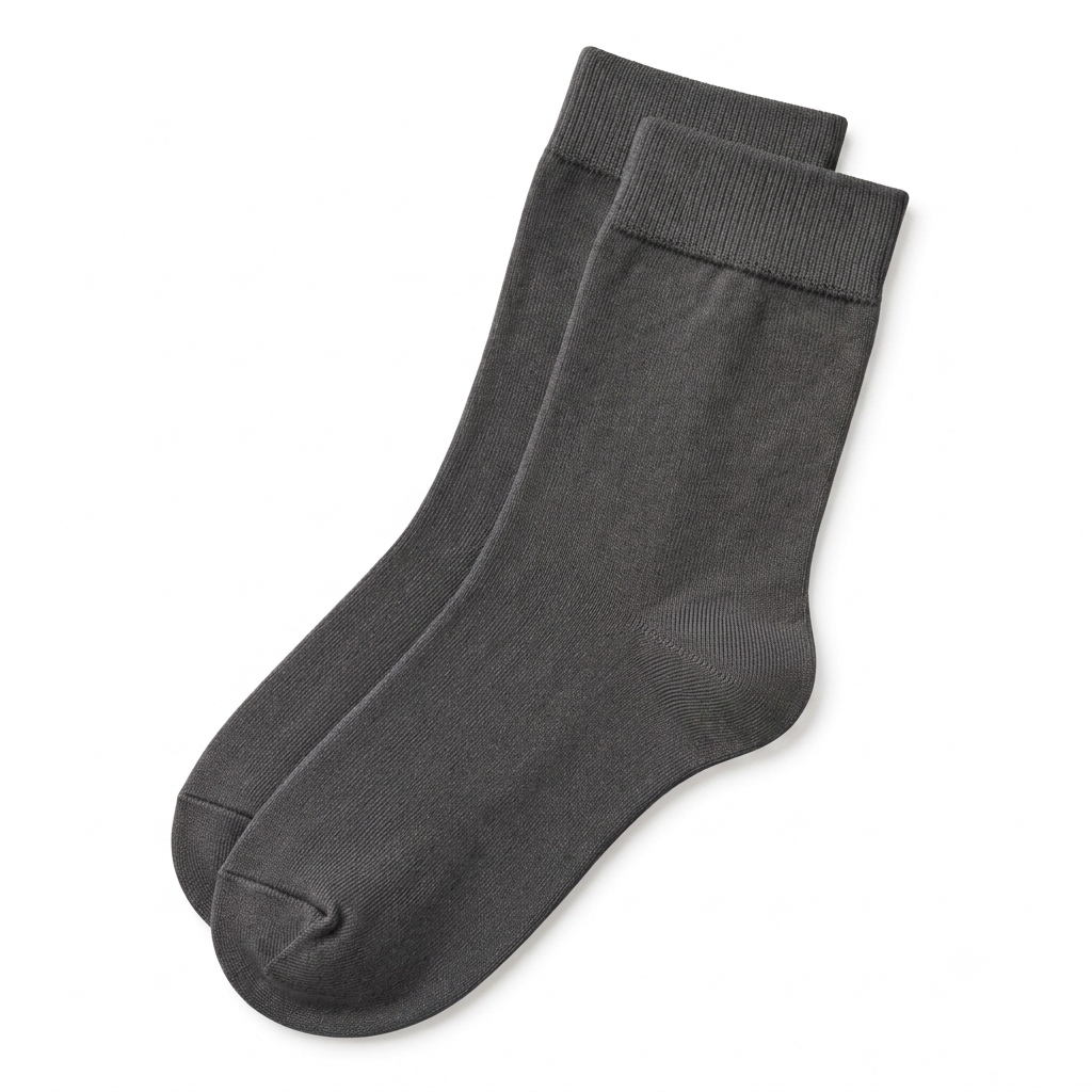 Stretch Fit Ankle Length Plain Light Black Socks