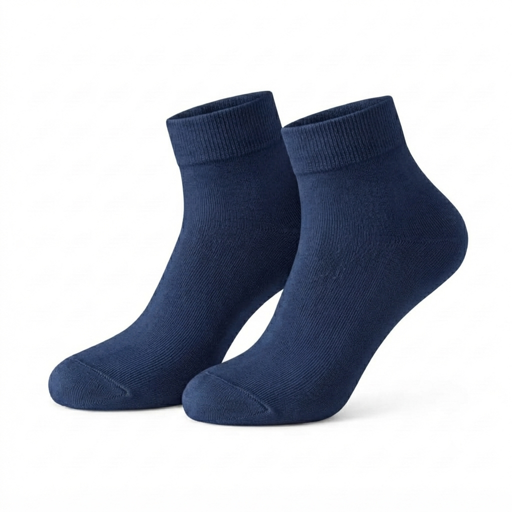 Stretch Fit Ankle Length Plain Navy Blue Socks