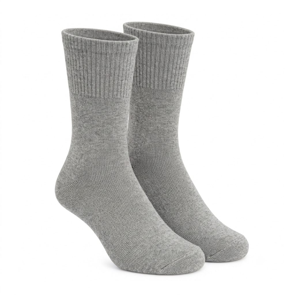 Terry Cotton Calf Length Grey Socks