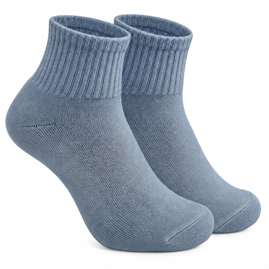 Faded Blue Ankle Length Pure Cotton Socks 4 Pairs