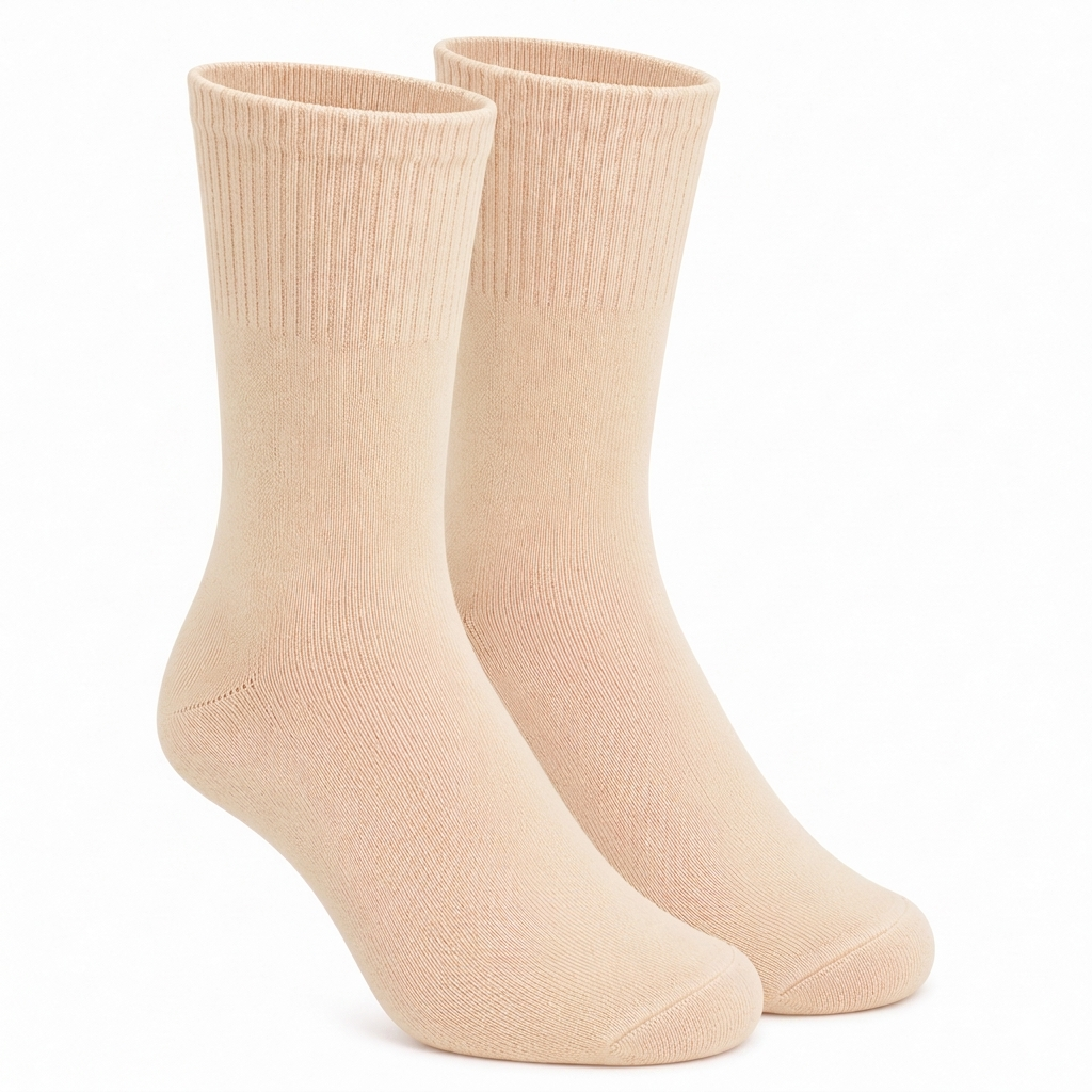 Cream Calf Length Pure Cotton Socks 4 Pairs