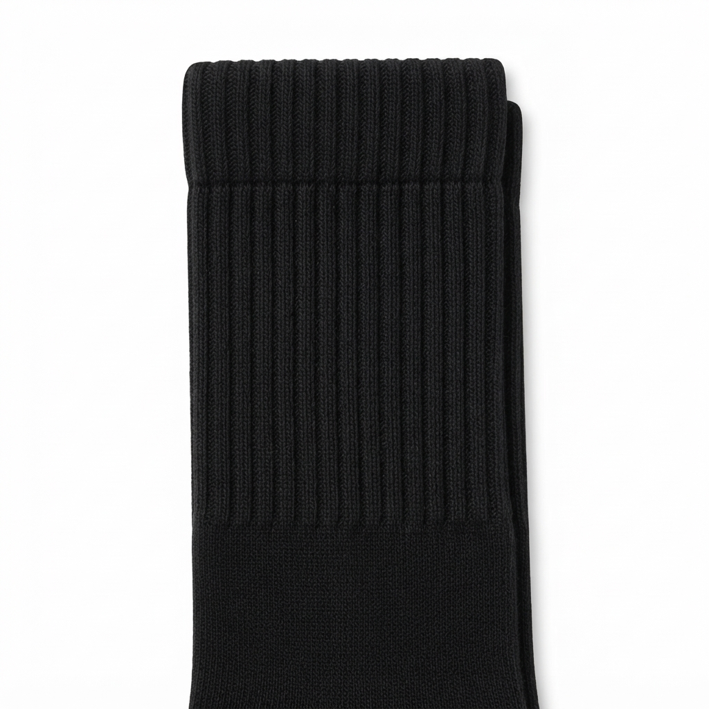 Terry Cotton Calf Length Black Socks