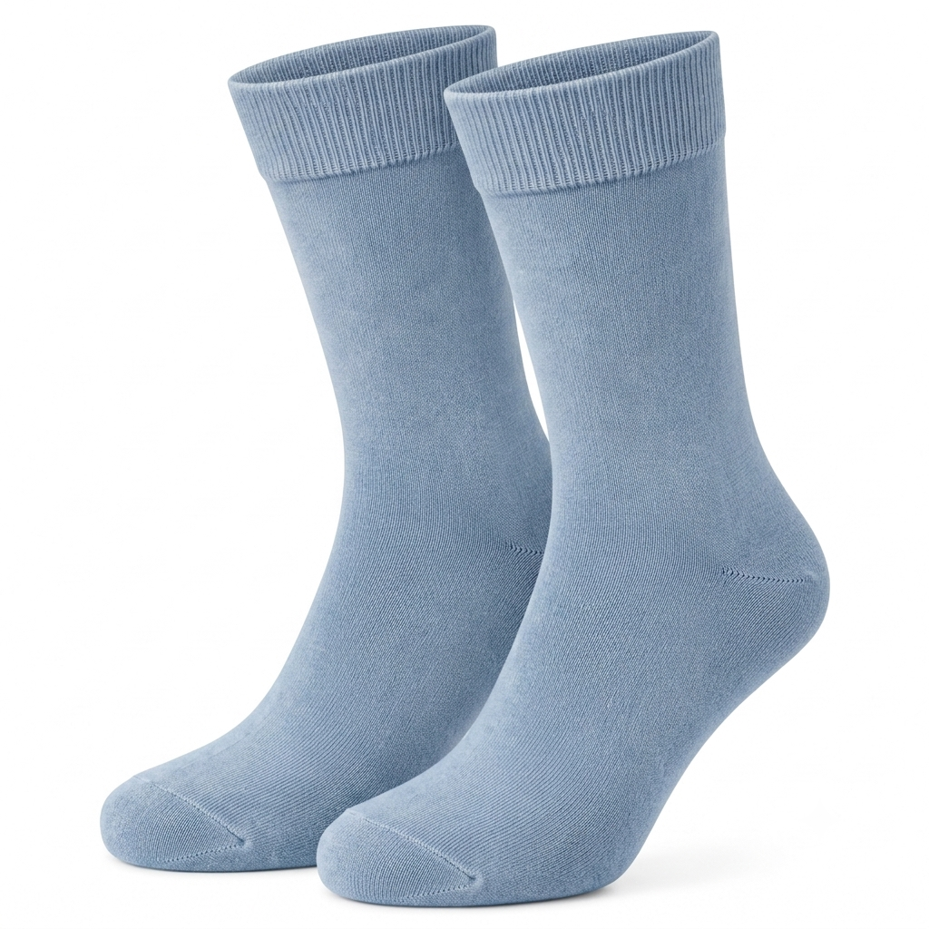 Stretch Fit Calf Length Faded Blue Socks