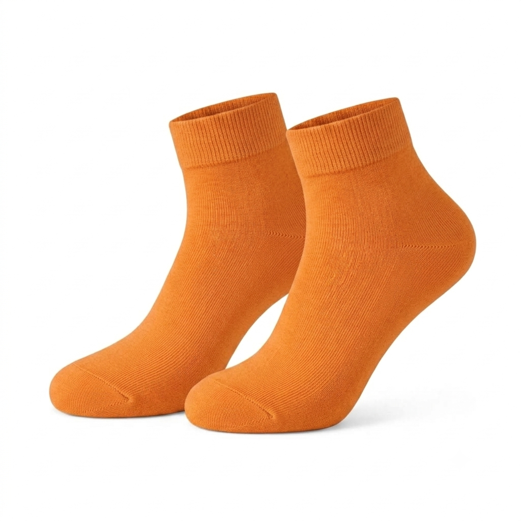 Stretch Fit Ankle Length Plain Orange Socks