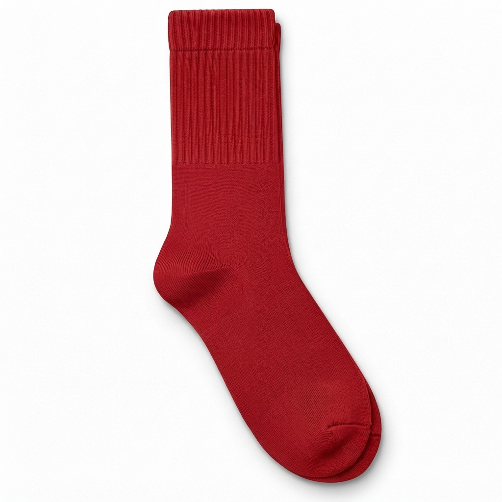 Terry Cotton Calf Length Red Socks