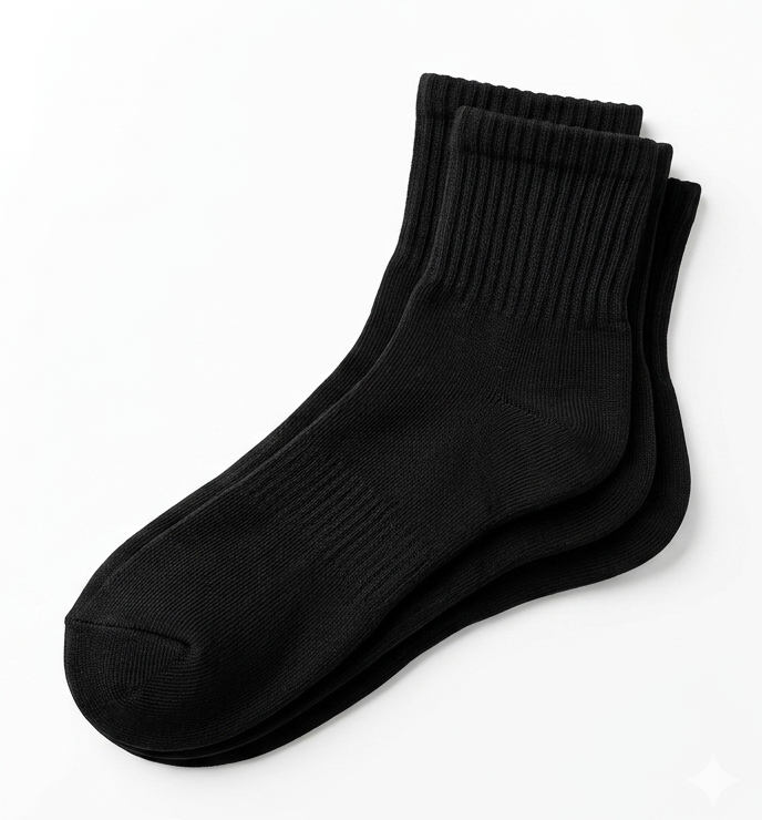 Black Ankle Length Pure Cotton Socks 4 Pairs