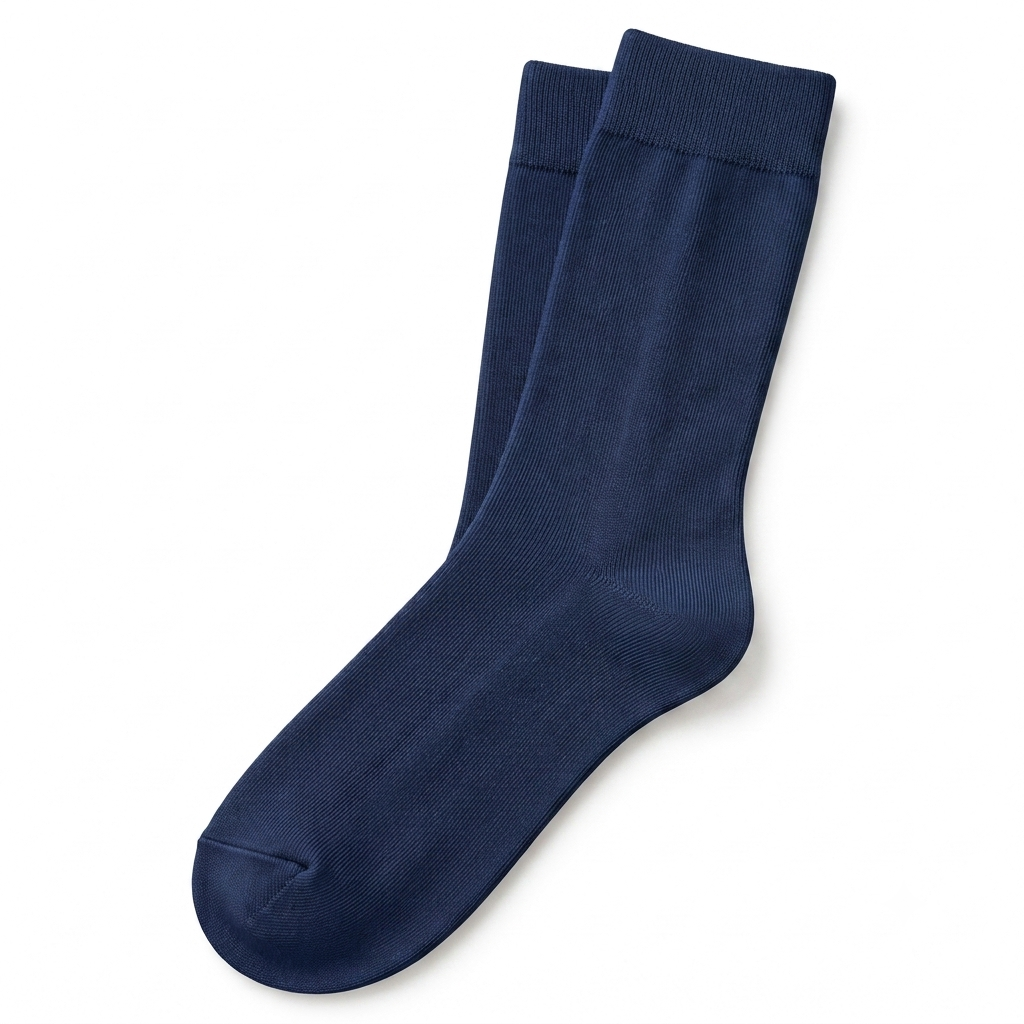 Stretch Fit Calf Length Navy Blue Socks