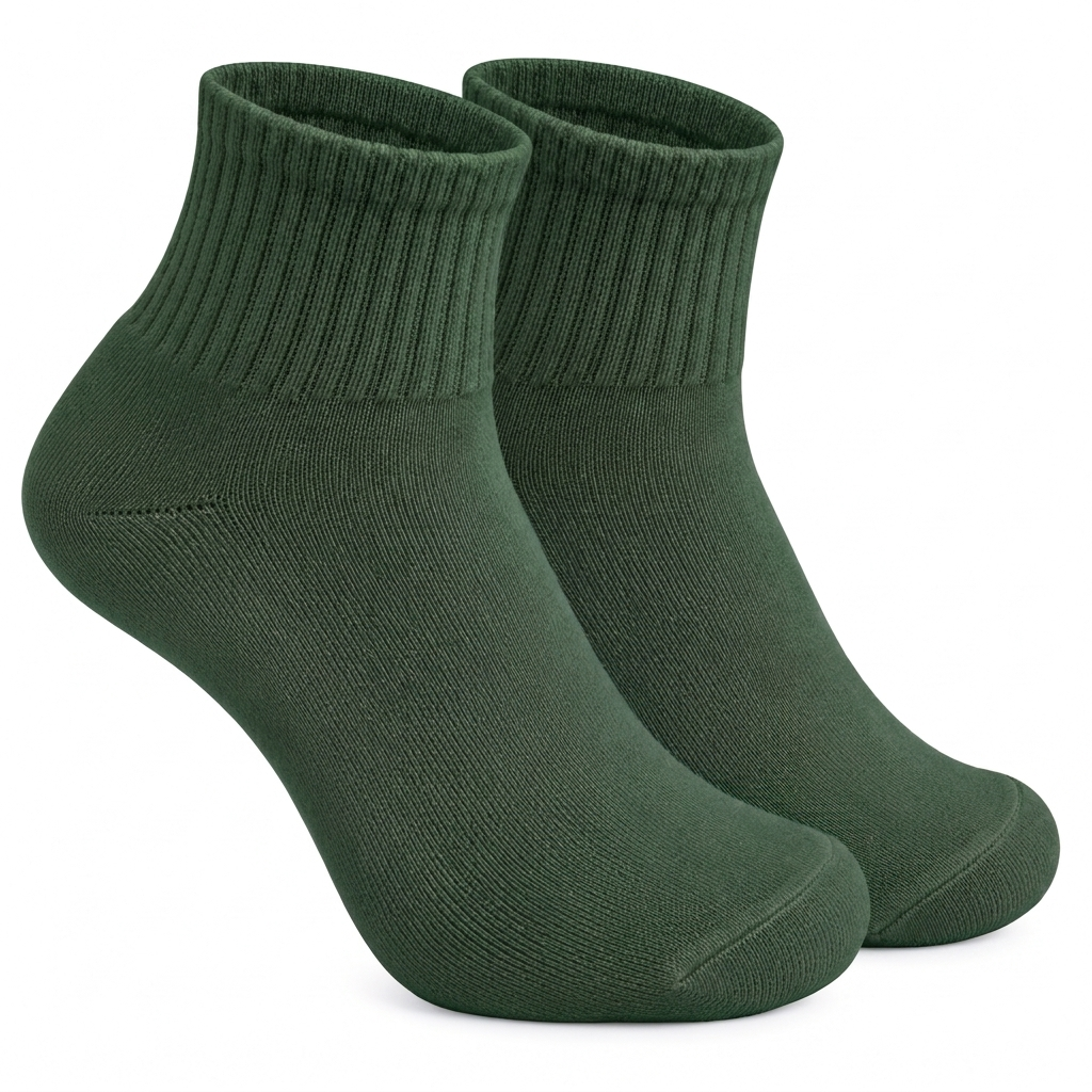 Dark Green Ankle Length Pure Cotton Socks 4 Pairs
