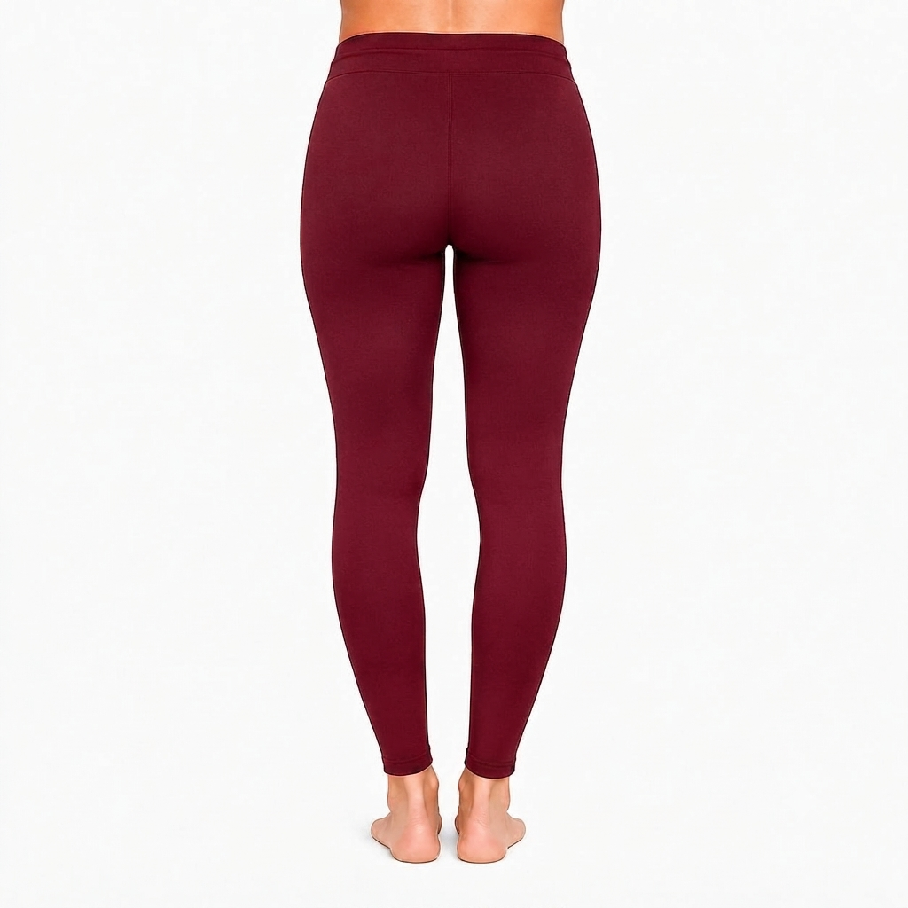 Wine Red Ankle Cotton Leggings With Drawstring