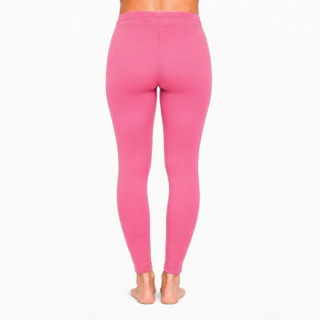 Pink Ankle Cotton Leggings With Drawstring